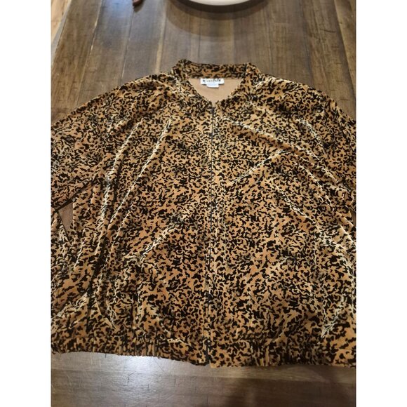 Joan Leslie 1X Animal Print Velour Jacket - Picture 3 of 6